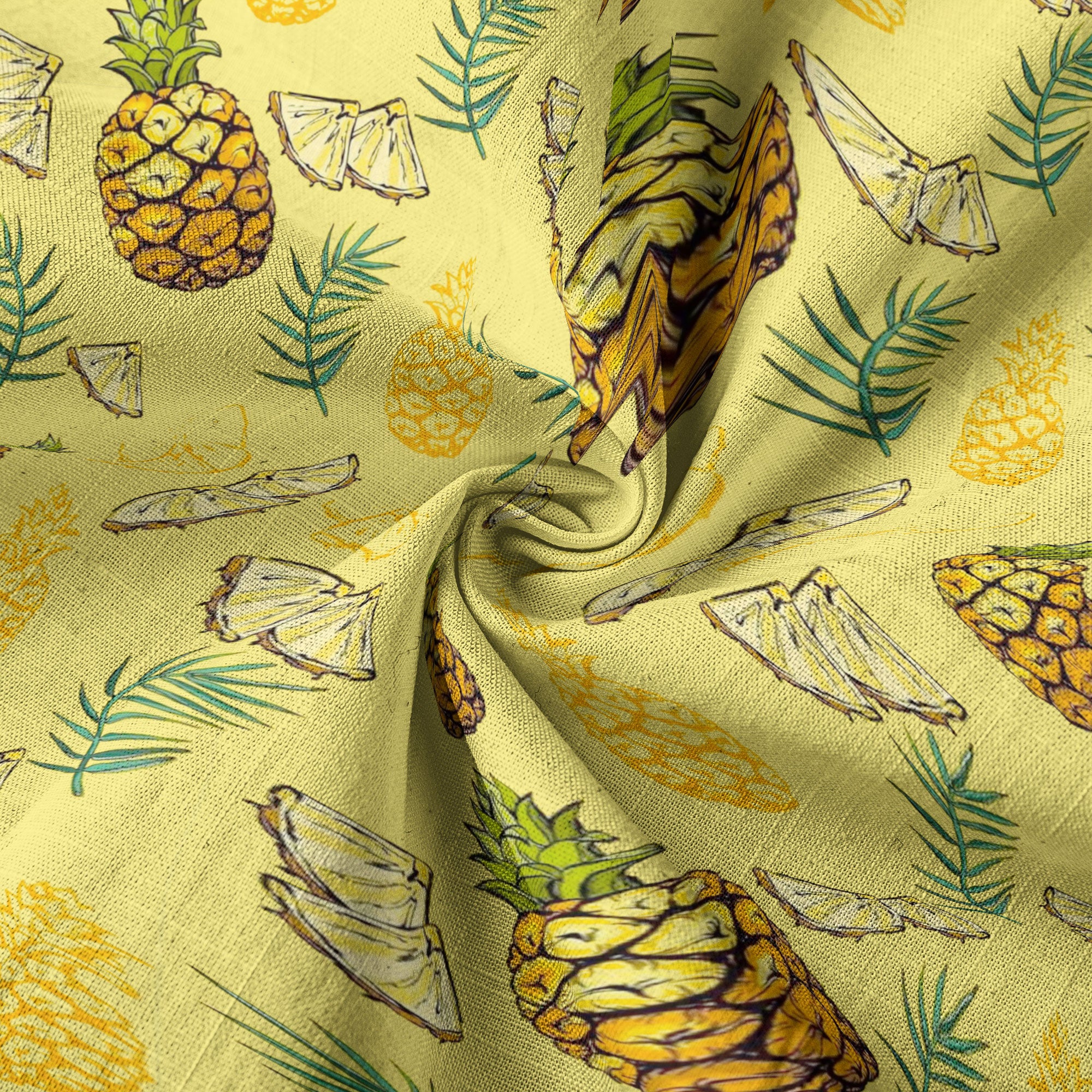 Tropical Floral Pattern Hawaii Shirt, Tropical Pineapple Print Hawaiian Shirt - The Palmix