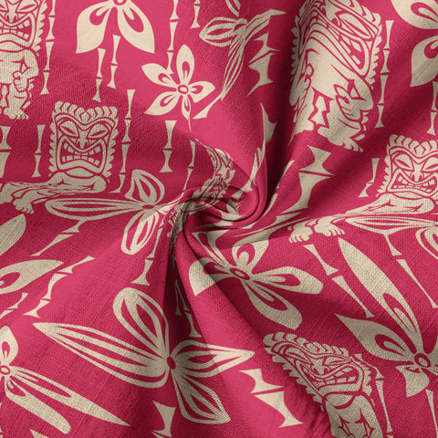 Tiki Mask Pattern Hawaii Shirt for Men, Aloha Flowers Hawaii Shirt - The Palmix
