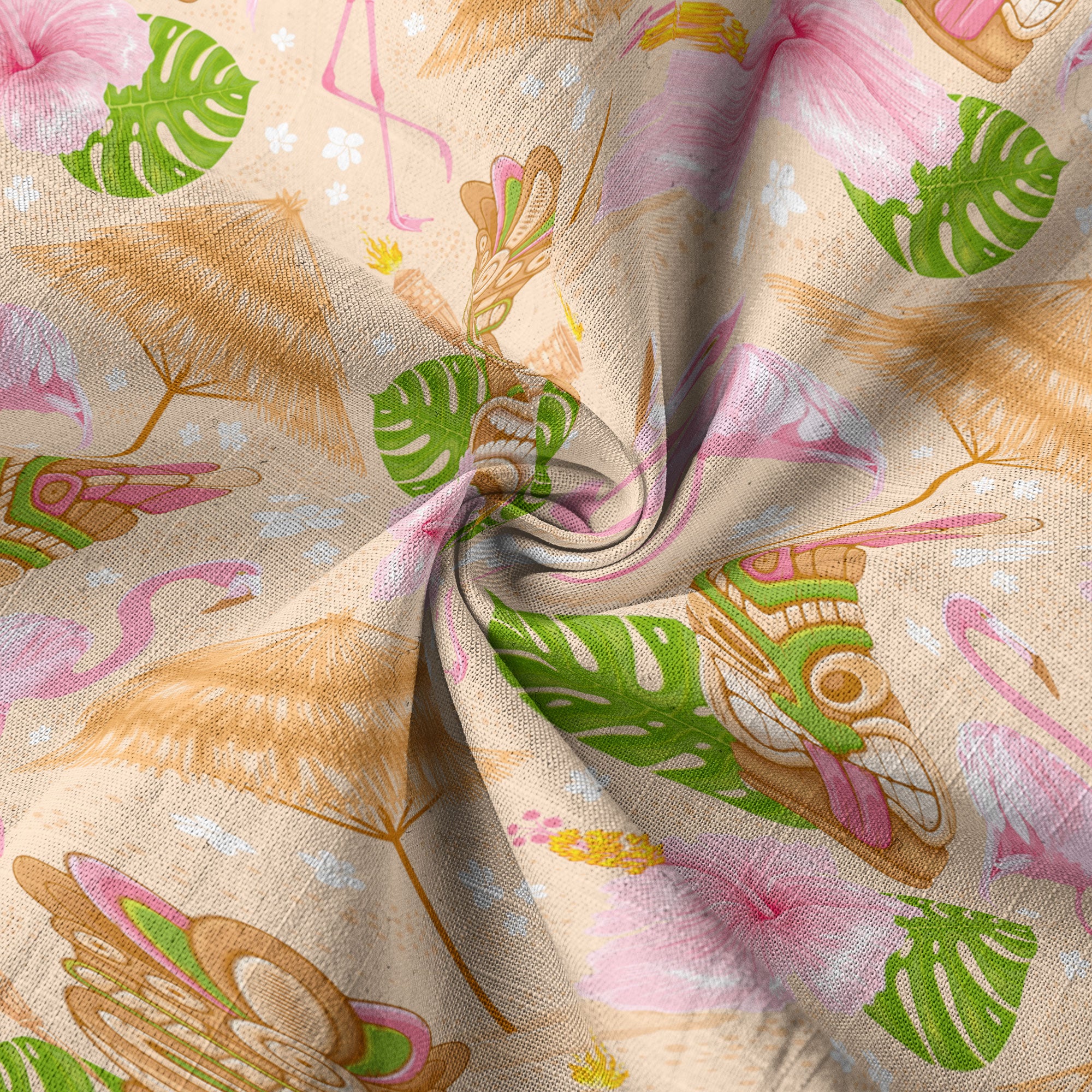 Tiki Mask Pattern Hawaii Shirt for Men, Aloha Flamingo Pattern Hawaii Shirt - The Palmix