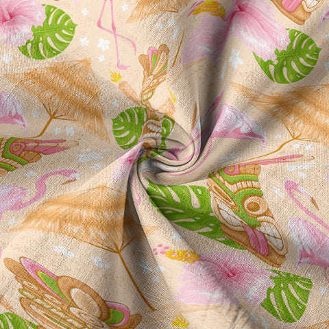 Tiki Mask Pattern Hawaii Shirt for Men, Aloha Flamingo Pattern Hawaii Shirt - The Palmix