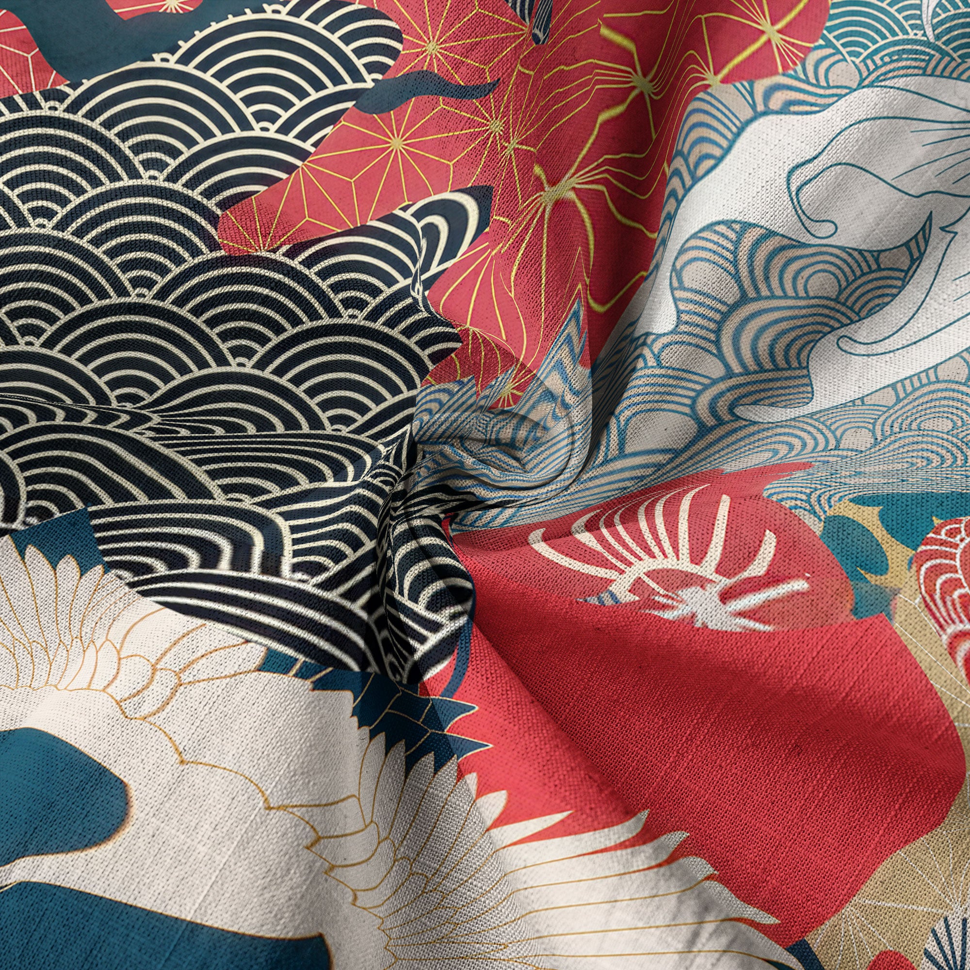 Crane Sakura Japanese Hawaiian Shirt Ocean Wave Koi Carp Fish Hawaiian - The Palmix