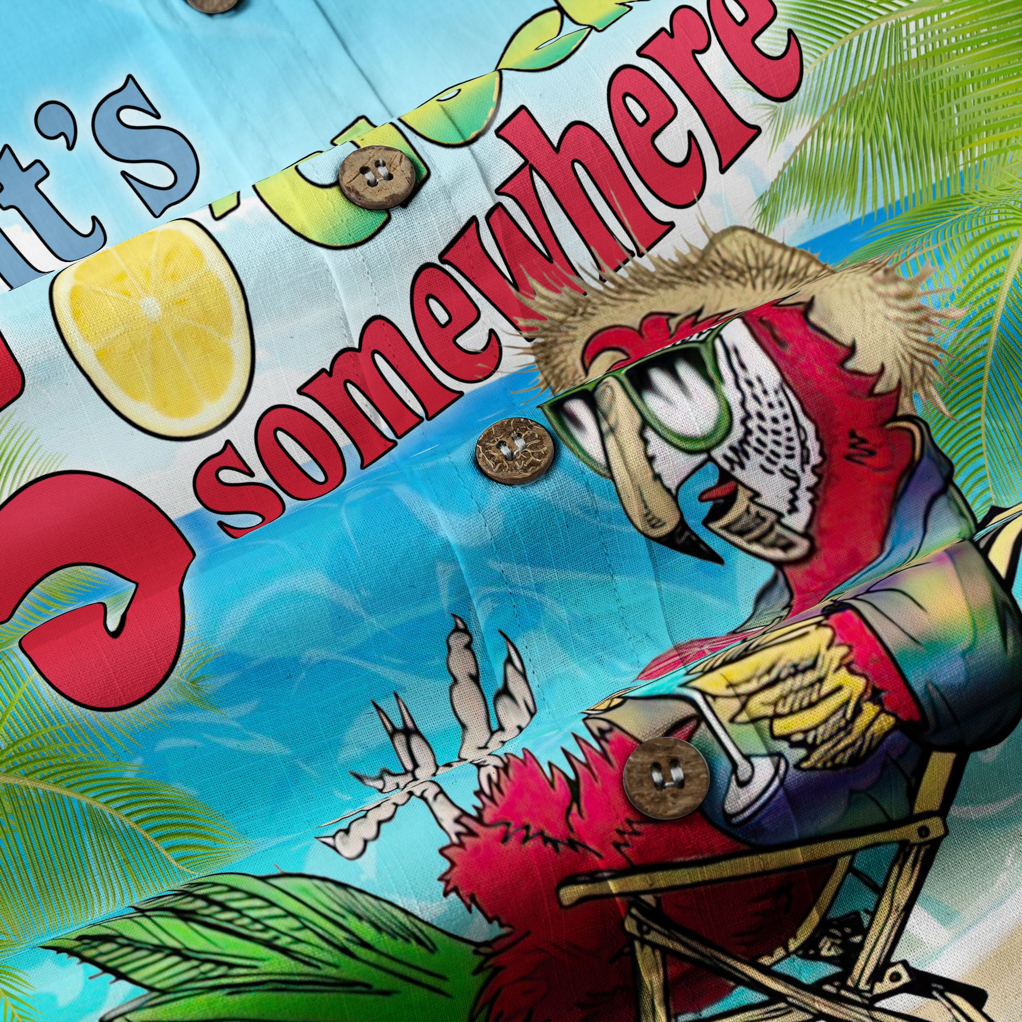 Parrot Summer Party Hawaiian Shirt, It's 5 Oclock Somewhere Button Up Shirt, Cocktail Tropical Hawaiian Shirt - The Palmix