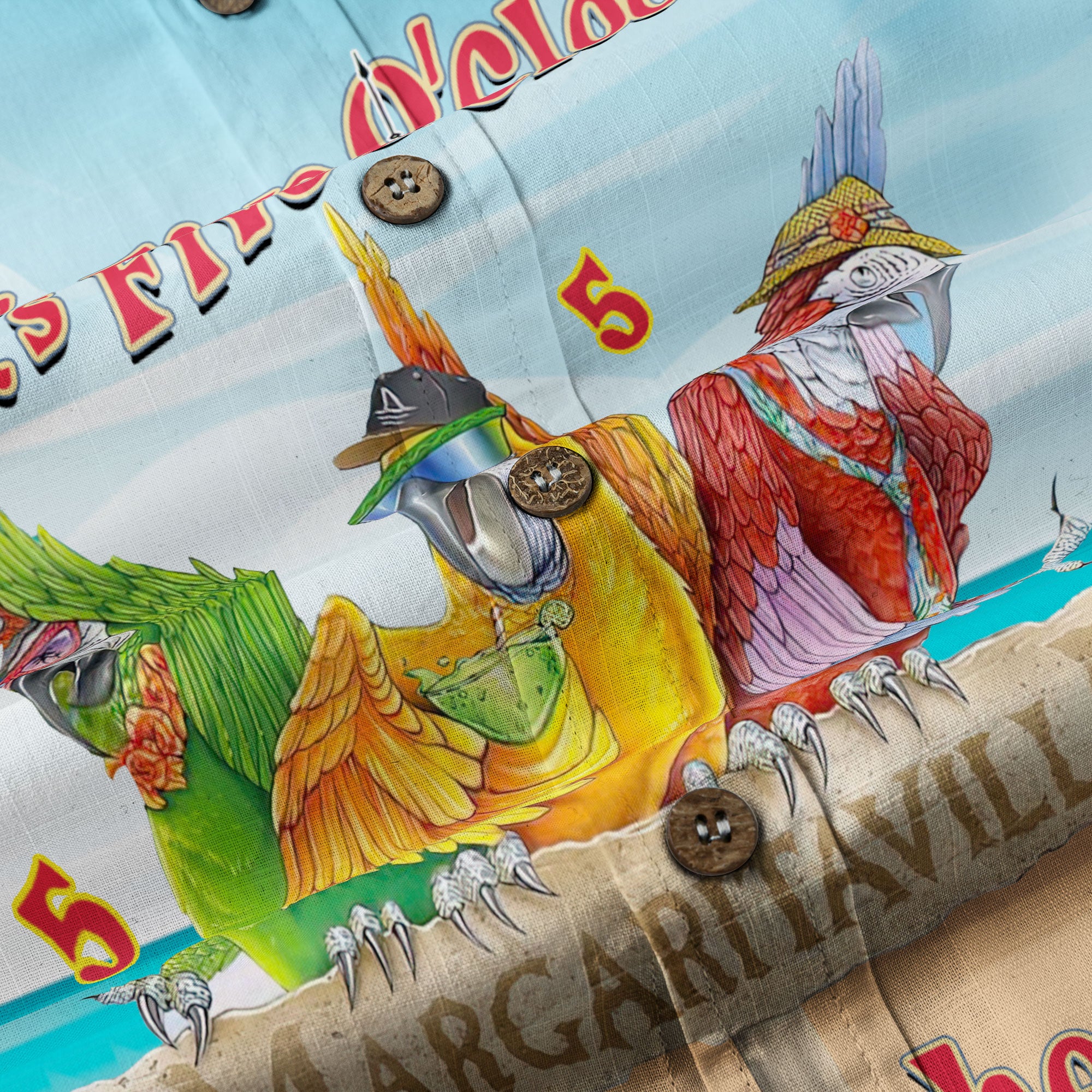 It's 5 o'clock Somewhere Tropical Parrot Cocktail Sunset Aloha Hawaii Shirt for Men - The Palmix