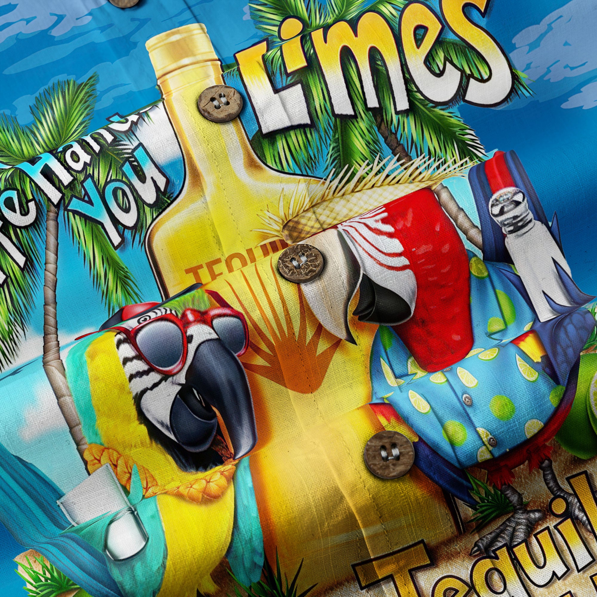 When Life Hands You Limes Parrot Hawaiian Shirt, Tequlia Parrot Hawaiian Shirt