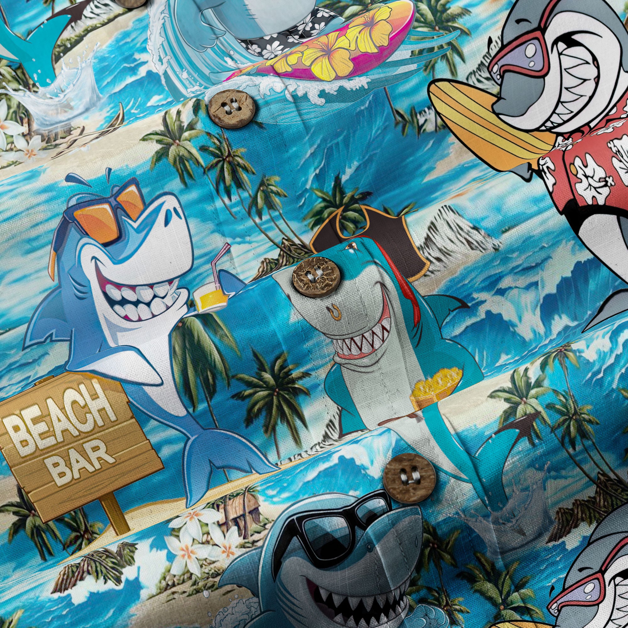 Funny Sharks Aloha Hawaiian Shirt, Ocean Shark Aloha Hawaiian Shirt - The Palmix