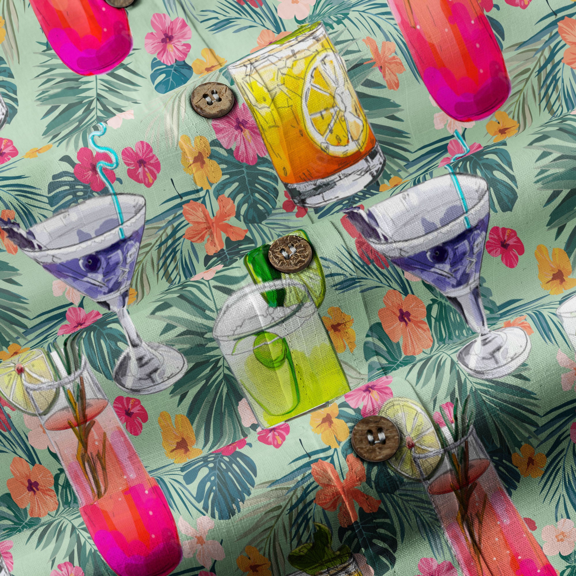 Cocktail Aloha Hawaiian Shirt, Summer Hawaiian Shirt - The Palmix