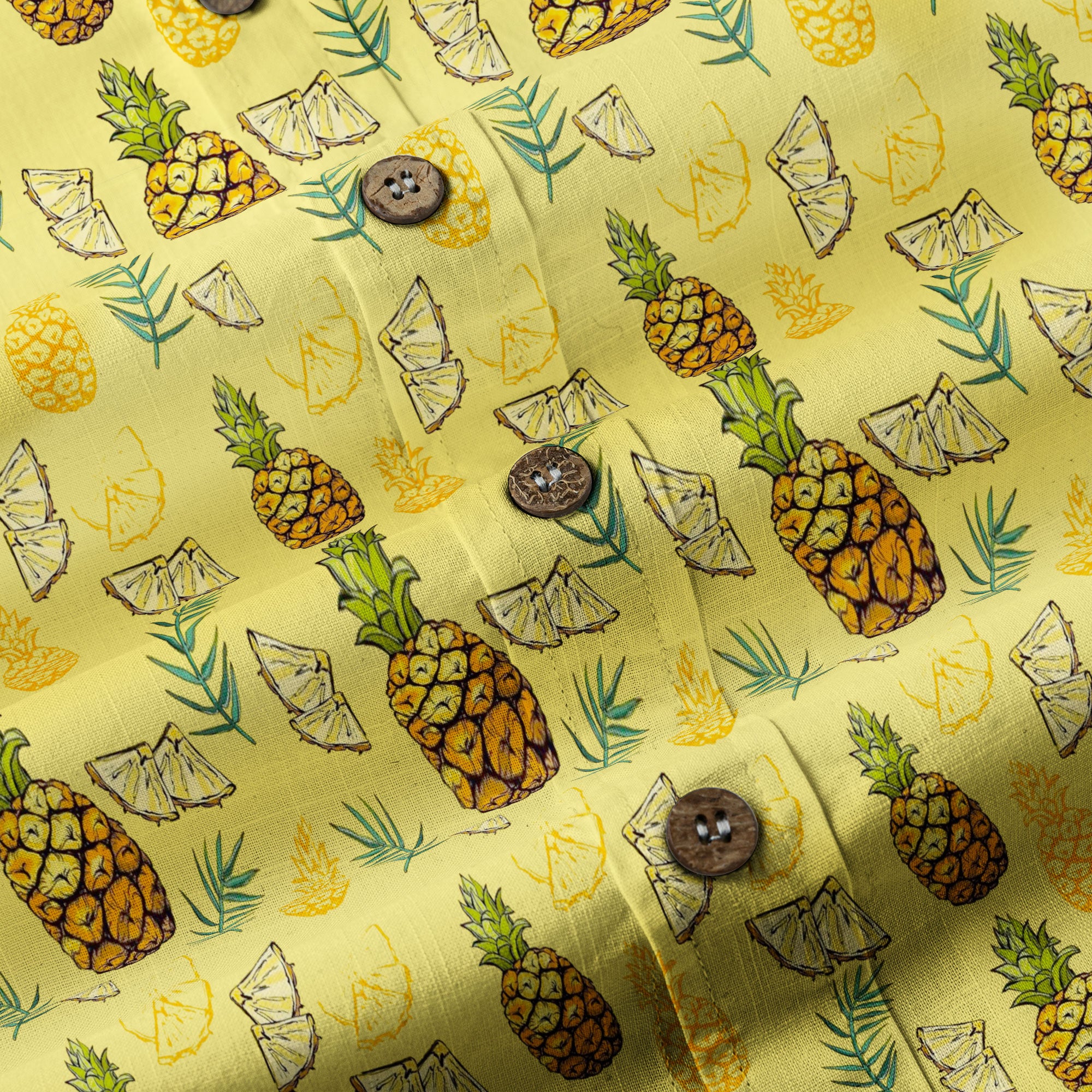 Tropical Floral Pattern Hawaii Shirt, Tropical Pineapple Print Hawaiian Shirt - The Palmix