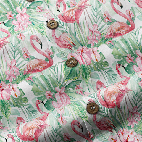 Floral Flamingo Hawaii Pattern Shirt, Hibiscus Hawaiian Shirt - The Palmix