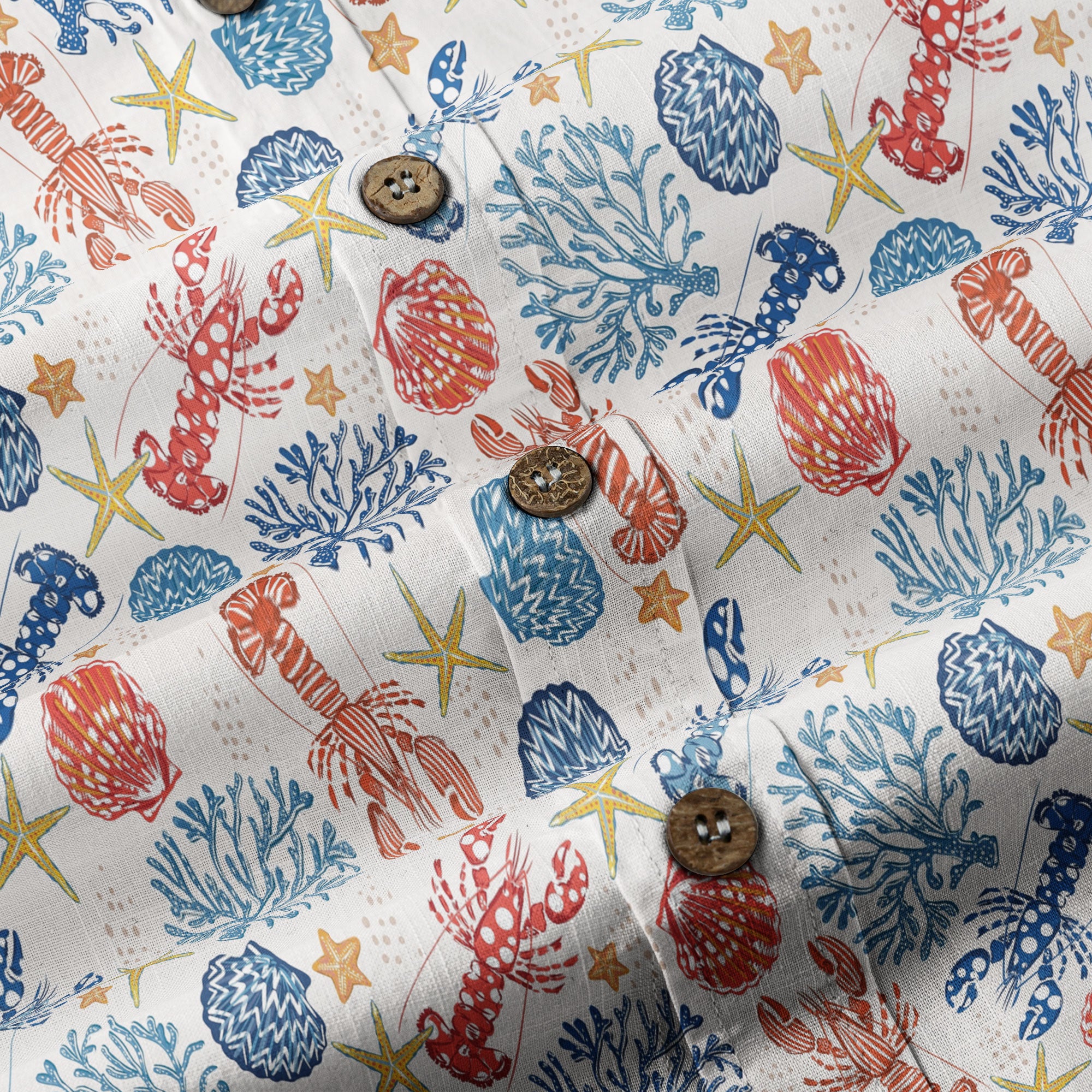 Ocean Animals Hawaiian Button Up Shirt, Optopus Summer Beach Shirt - The Palmix