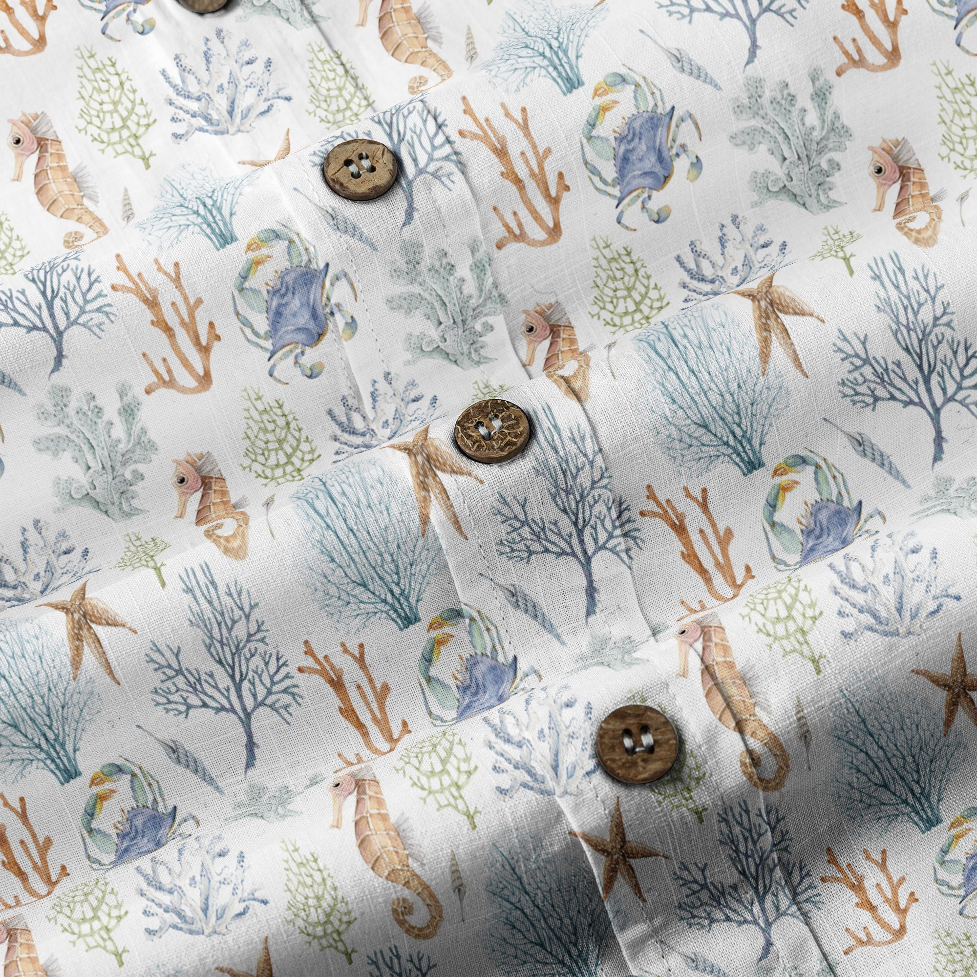 Ocean Animals Hawaiian Button Up Shirt, Optopus Summer Beach Shirt - The Palmix