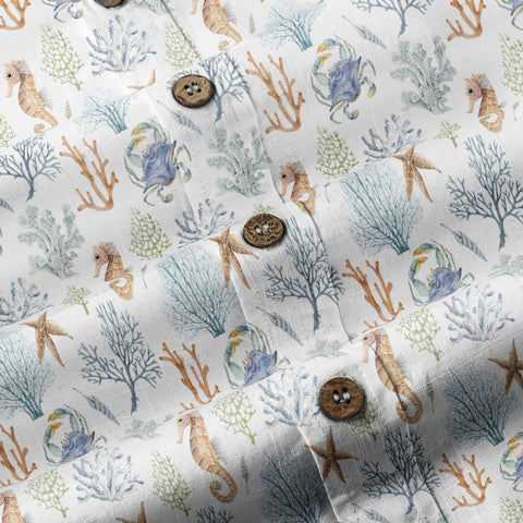 Ocean Animals Hawaiian Button Up Shirt, Optopus Summer Beach Shirt - The Palmix