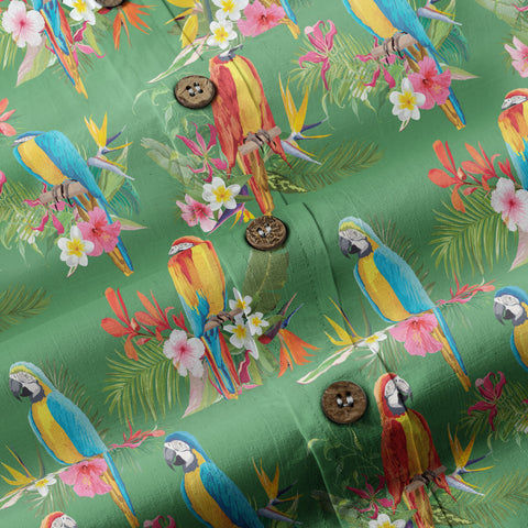 Parrot Hawaiian Button Up Shirt, Aloha Pattern Summer Beach Shirt - The Palmix