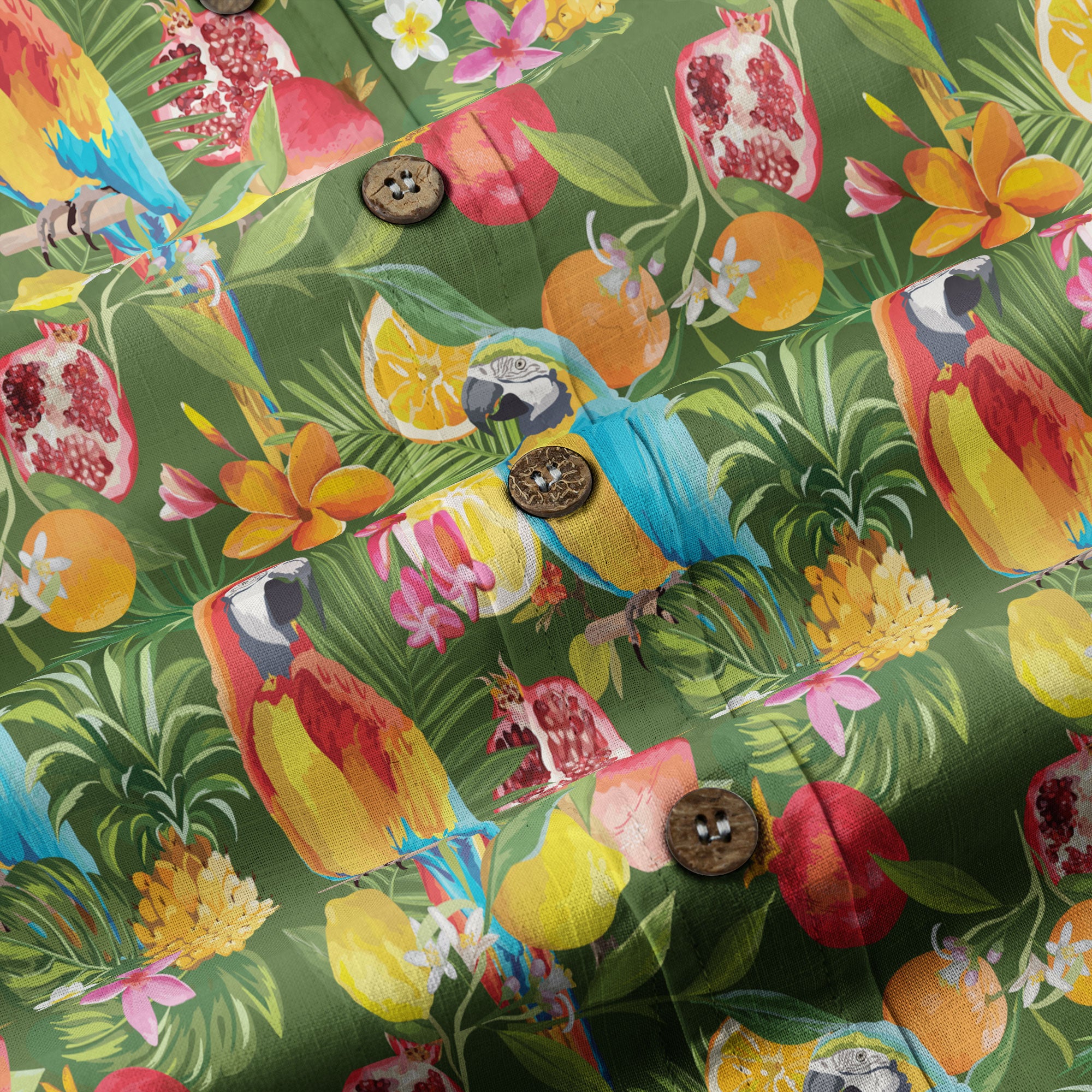 Parrot Hawaiian Button Up Shirt, Aloha Pattern Summer Beach Shirt - The Palmix