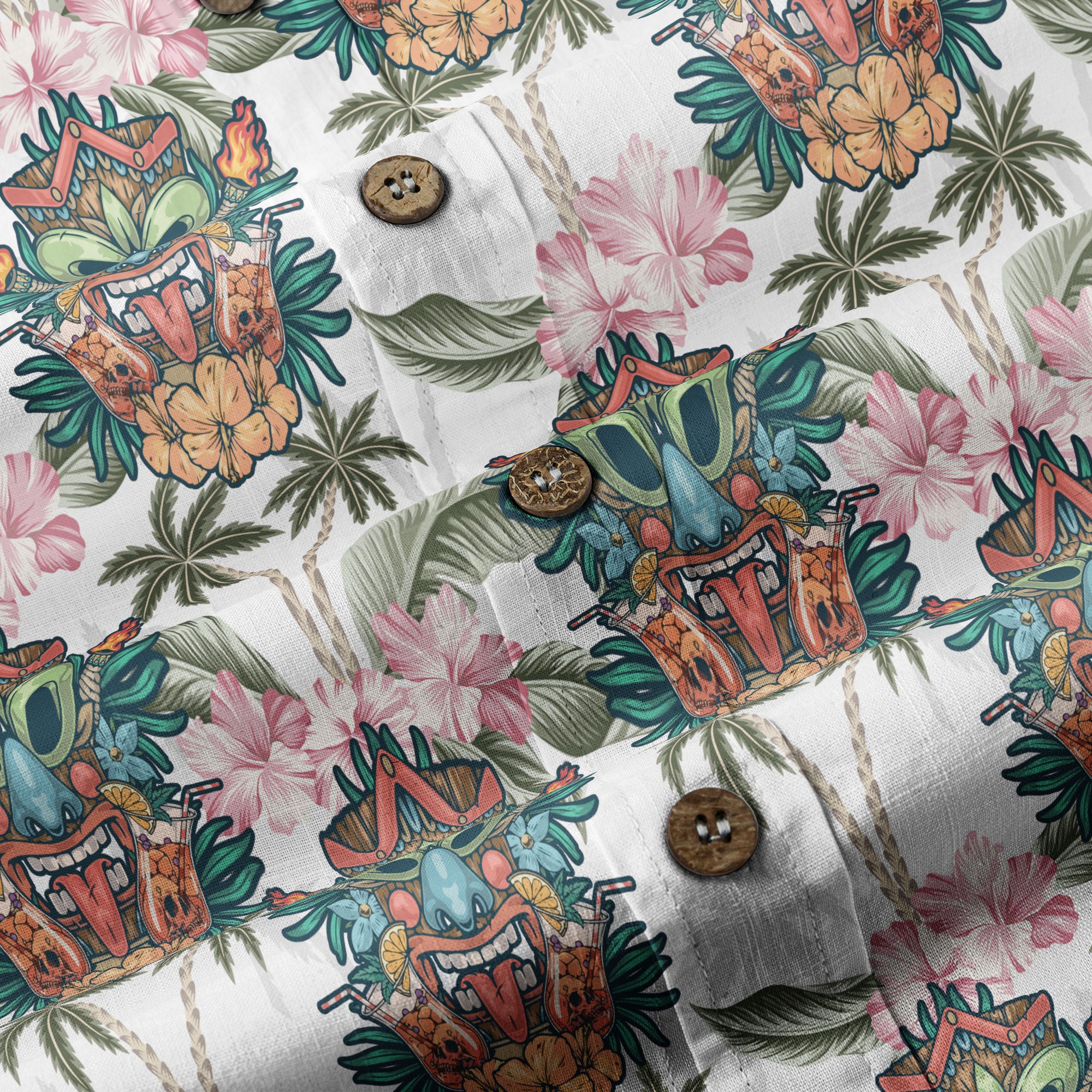 Tiki Mask Pattern Hawaii Shirt for Men, Aloha Pattern Shirt - The Palmix