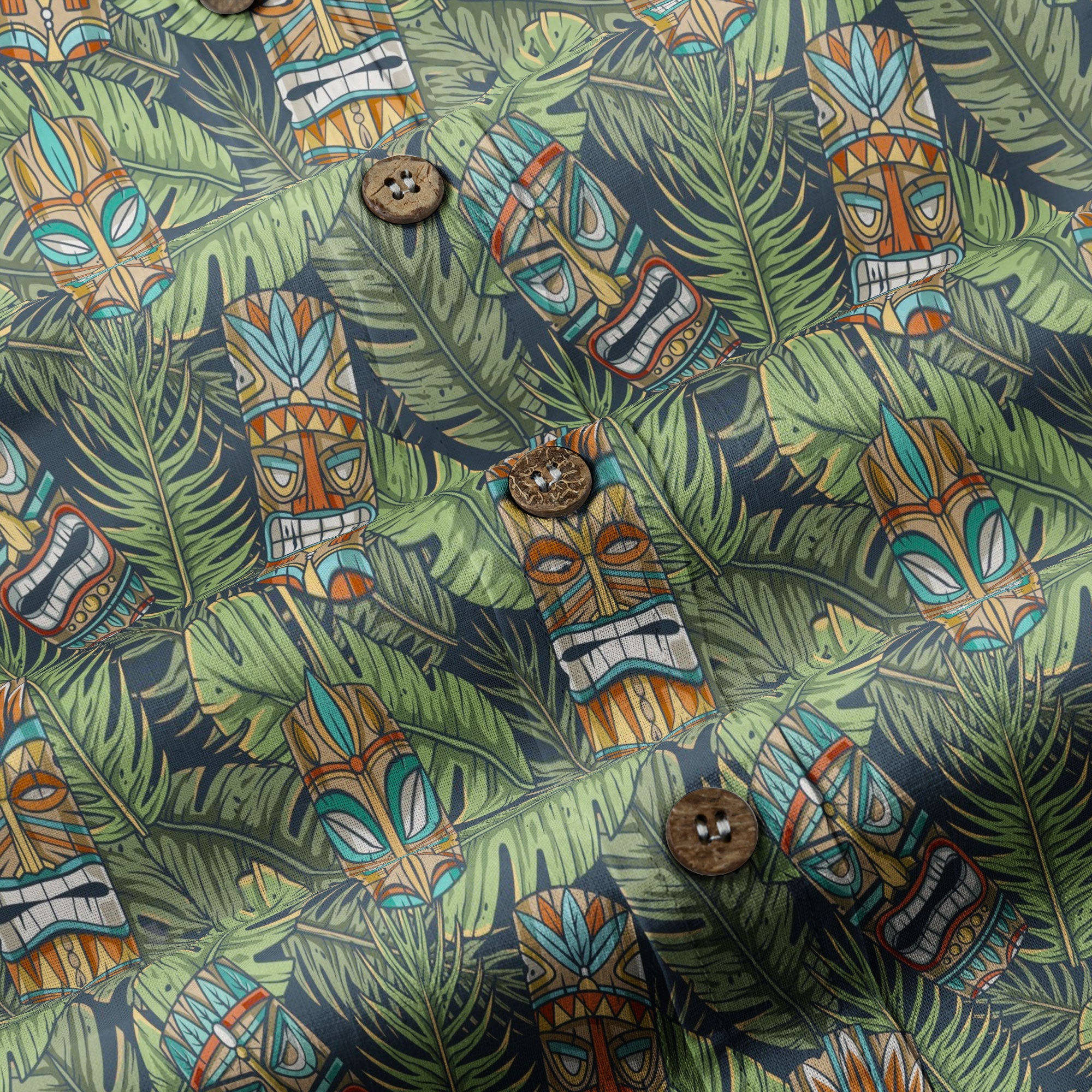 Surfing Tiki Mask Pattern Hawaii Shirt for Men, Aloha Flamingo Pattern Hawaii Shirt - The Palmix