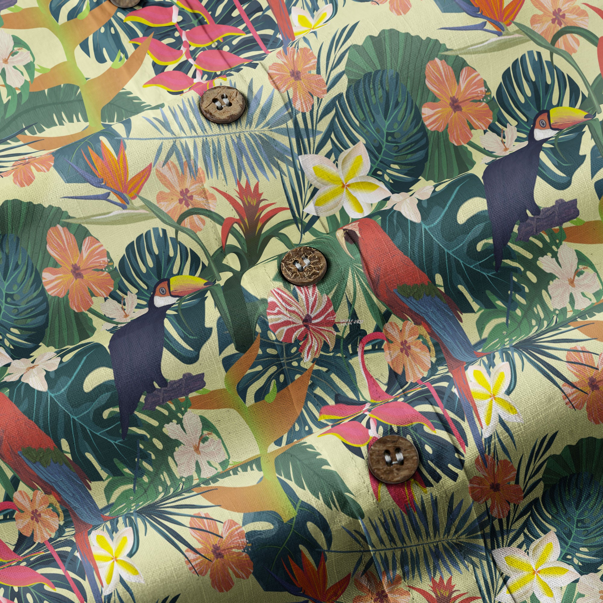 Vintage Parrots Hawaii Shirt for Men, Aloha Pattern Hawaii Shirt - The Palmix