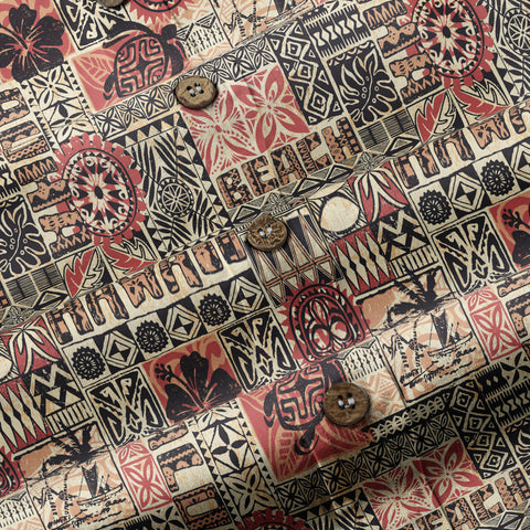 Hawaiian Tapa Style Tribal Pattern Shirt - The Palmix