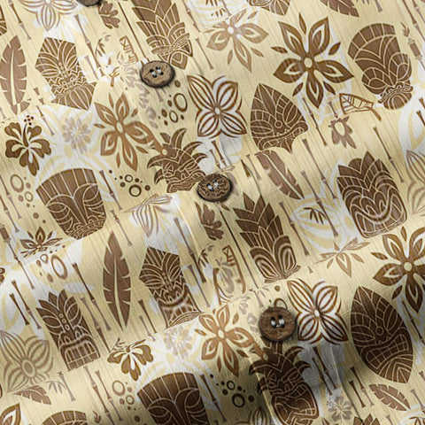 Surfing Tiki Mask Pattern Hawaii Shirt for Men, Tiki Mask Hawaiian Shirt - The Palmix