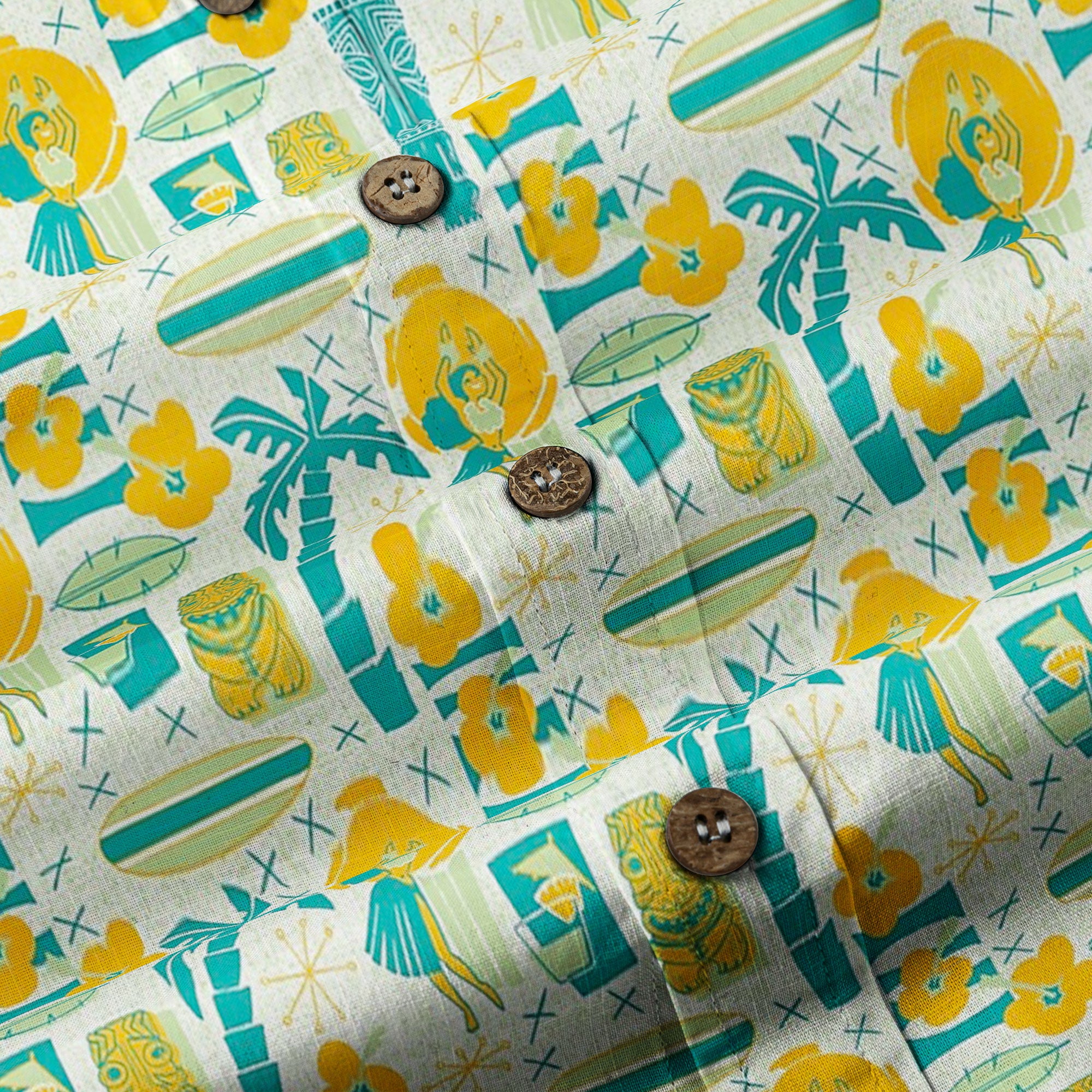 Surfing Tiki Mask Pattern Hawaii Shirt for Men, Tiki Mask Hawaiian Shirt - The Palmix