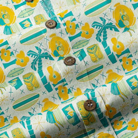 Surfing Tiki Mask Pattern Hawaii Shirt for Men, Tiki Mask Hawaiian Shirt - The Palmix