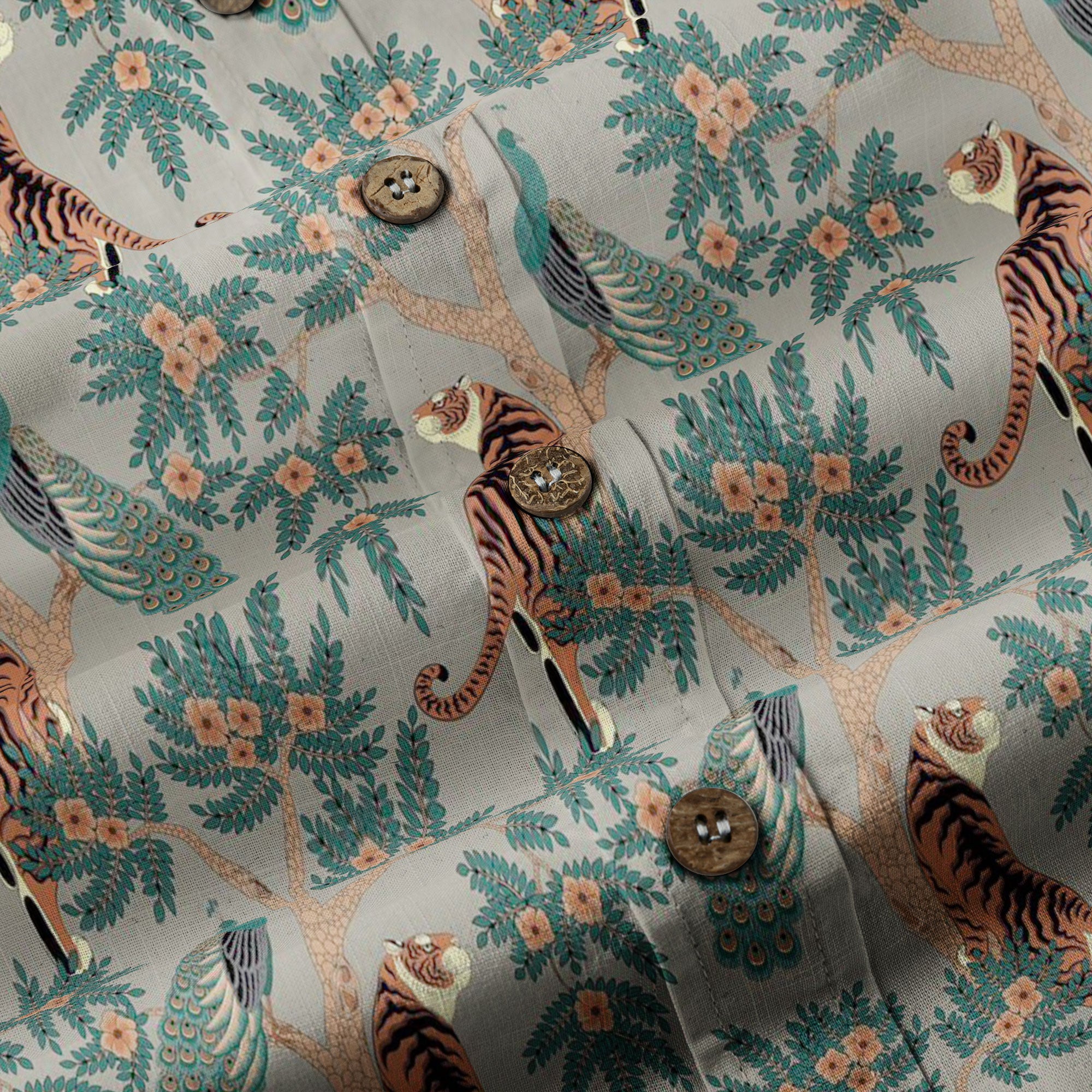 Tiger And Peacock Jungle Aloha Hawaiian Shirt - The Palmix