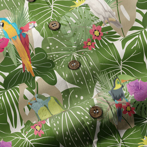 Vintage Tropical Parrots Butterfly Hawaiian Shirt Colorful Garden Flowers Shirt - The Palmix