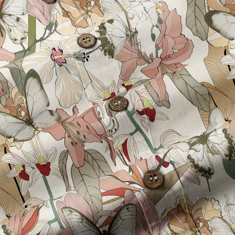 Vintage Tropical Parrots Butterfly Hawaiian Shirt Colorful Garden Flowers Shirt - The Palmix