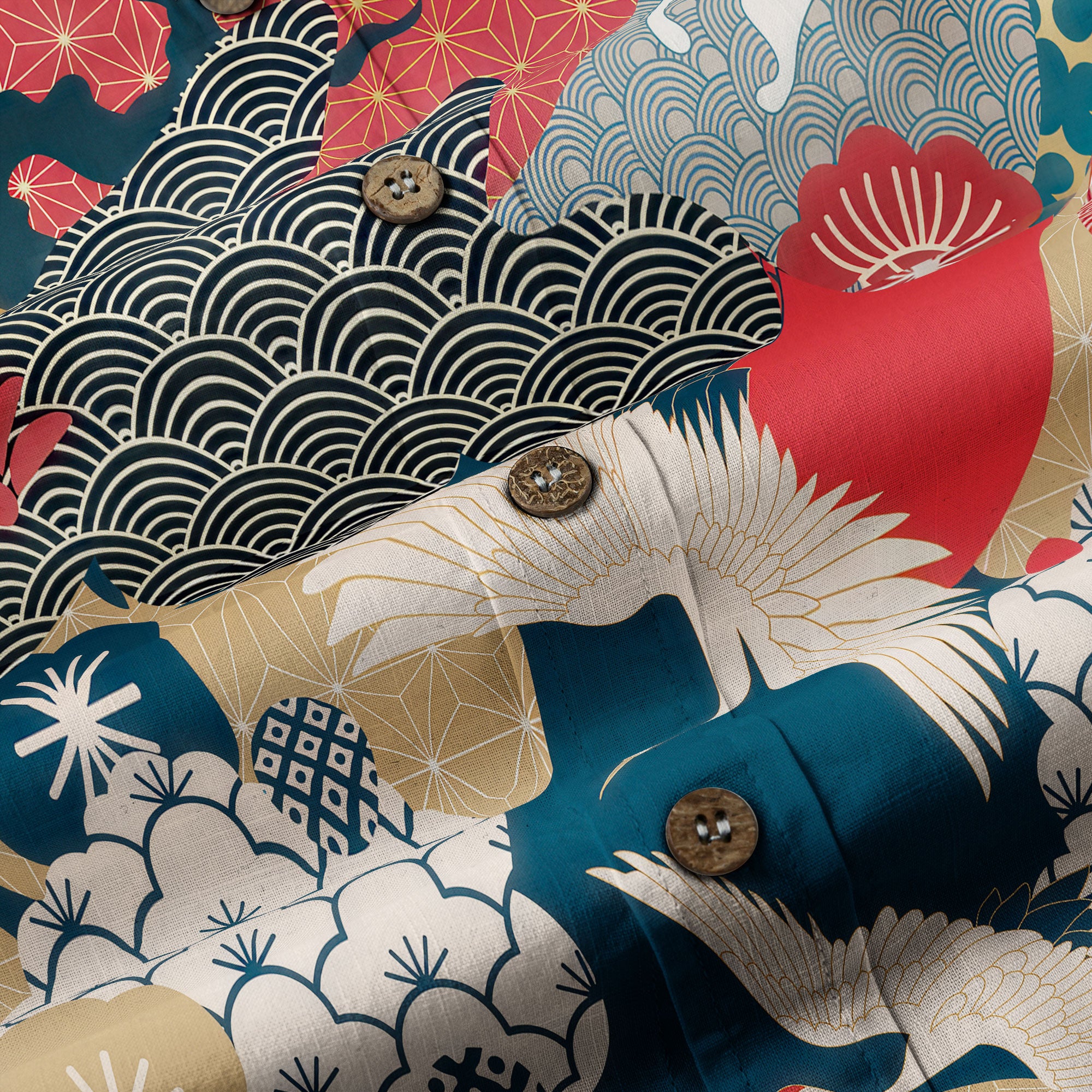 Crane Sakura Japanese Hawaiian Shirt Ocean Wave Koi Carp Fish Hawaiian - The Palmix