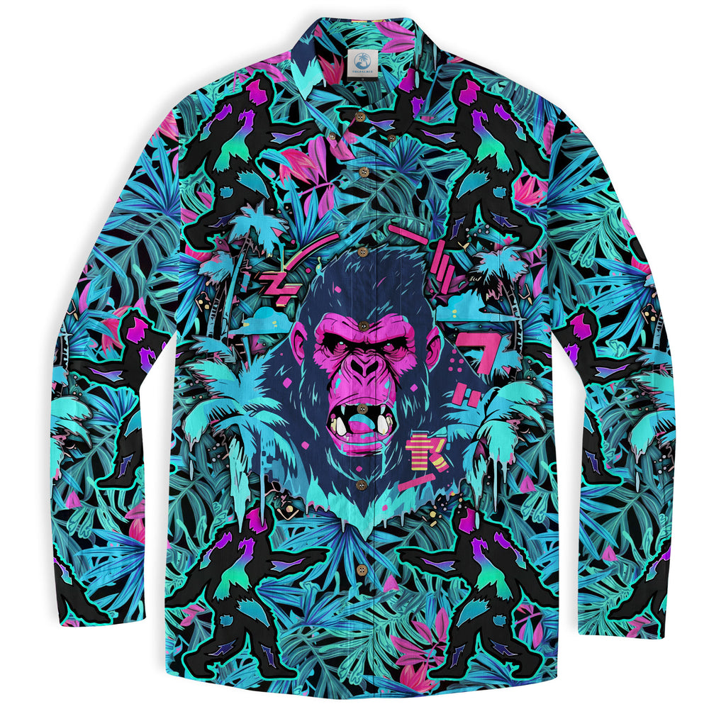 Cool Bigfoot Men's Hawaiian Shirt, Funny Sasquatch Short Sleeve Button Shirt - The Palmix