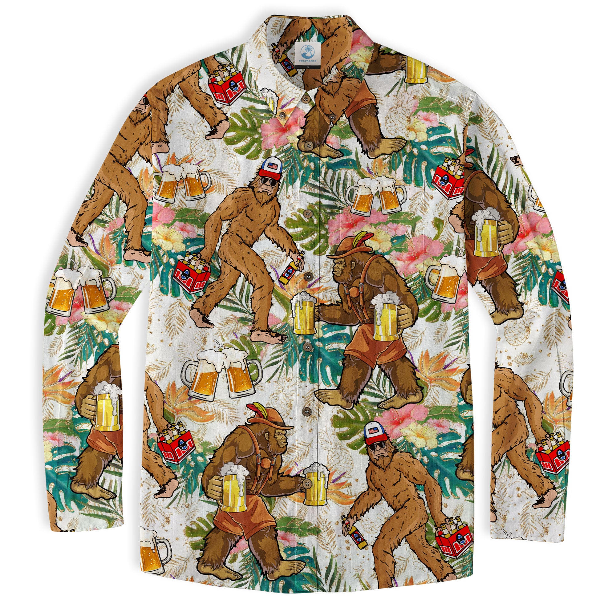 Bigfoot Beer Hawaiian Shirt, Tropical Beer Hawaiian Shirt Casual Button Down Short Sleeve Shirt - The Palmix