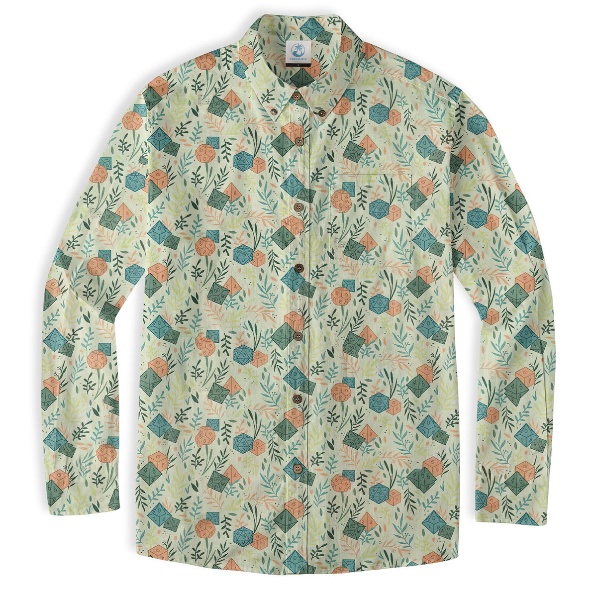DD Dungeon Master Hawaiian Long Sleeve Shirt Dice Set Tabletop Games Button up Shirt Gifts - The Palmix