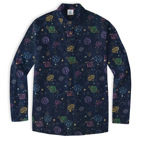 DD Dungeon Master Hawaiian Long Sleeve Shirt Dice Set Tabletop Games Button up Shirt Gifts - The Palmix