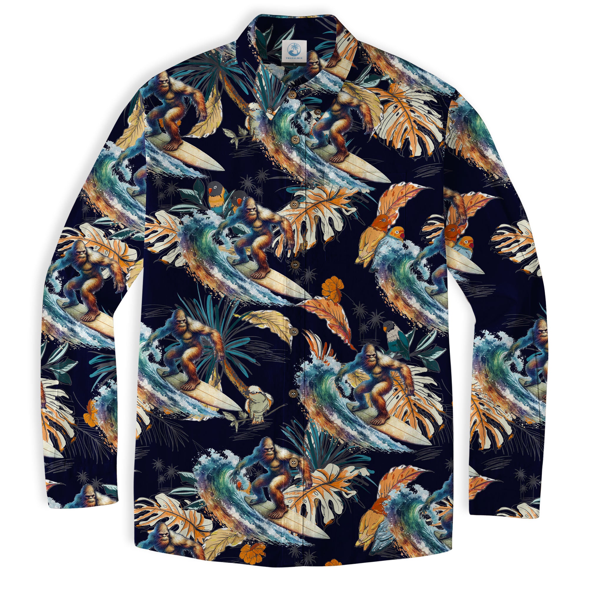 Camo Bigfoot Hawaiian Shirt Men Women, Hibiscus Bigfoot Sasquatch Hawaiian Shirt, Bigfoot Summer Beach Aloha Short Sleeve Button Down - The Palmix