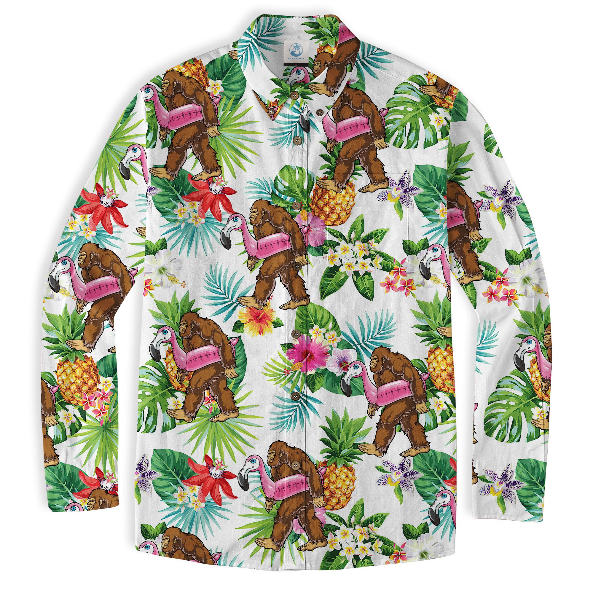 Camo Bigfoot Hawaiian Shirt Men Women, Hibiscus Bigfoot Sasquatch Hawaiian Shirt, Bigfoot Summer Beach Aloha Short Sleeve Button Down - The Palmix