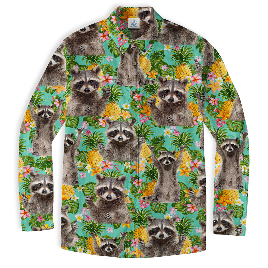 Raccoon Hawaiian Shirt for Men, Aloha FLoral Summer Shirt - The Palmix