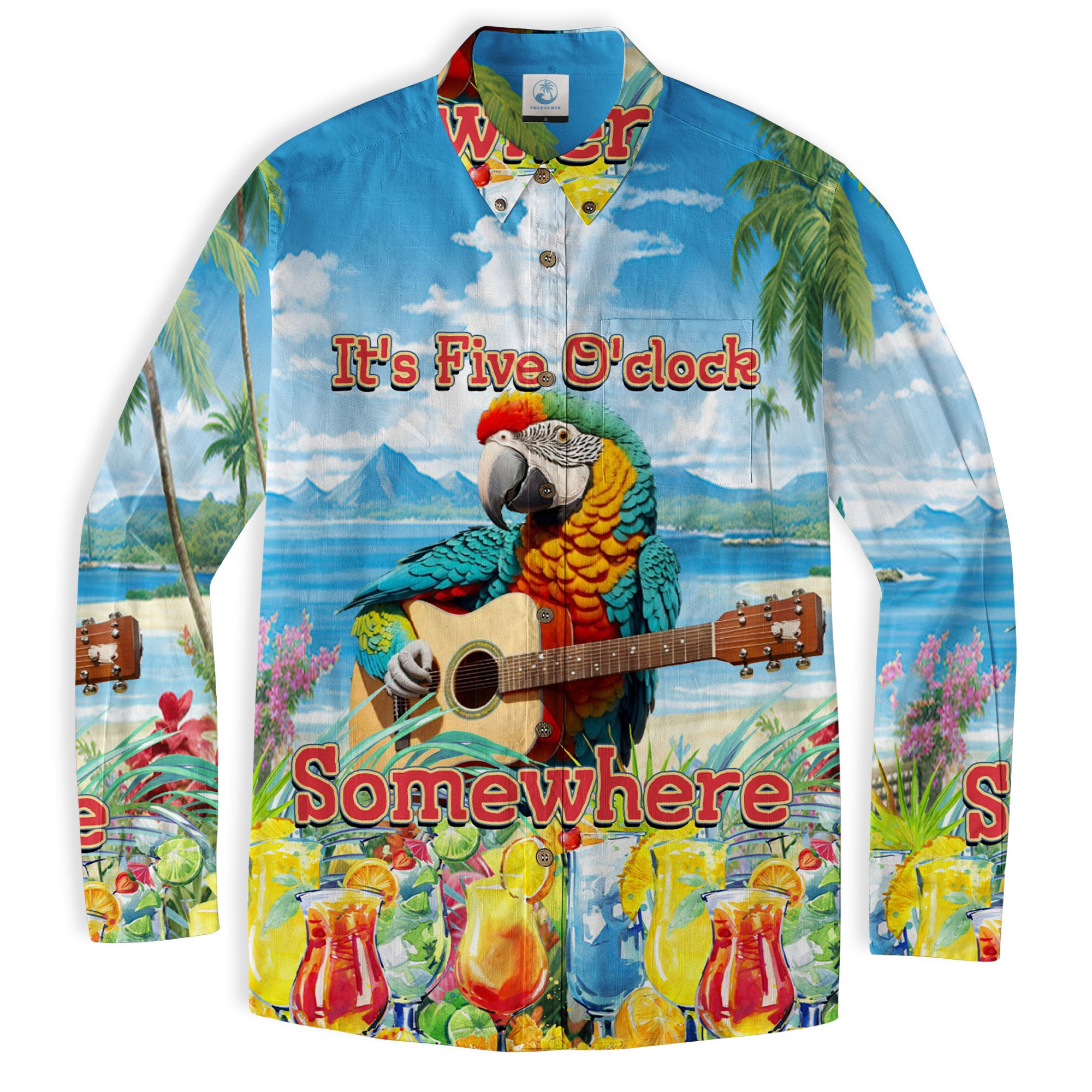 It's Five Oclock Somewhere Hawaii Shirt - Tropical Summer Button Down Mens Hawaiian Shirts - The Palmix