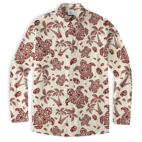 Turtle Floral Aloha Beach Long Sleeve Shirt, Ocean Turtle Long Shirt - The Palmix