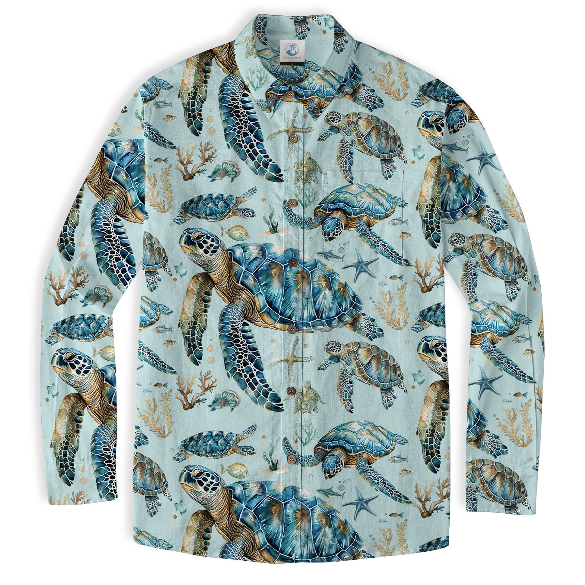 Tropical Turtle Hawaiian Shirts for Men Women, Sea Turtle Aloha Summer Beach Shirt - The Palmix