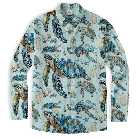 Tropical Turtle Hawaiian Shirts for Men Women, Sea Turtle Aloha Summer Beach Shirt - The Palmix