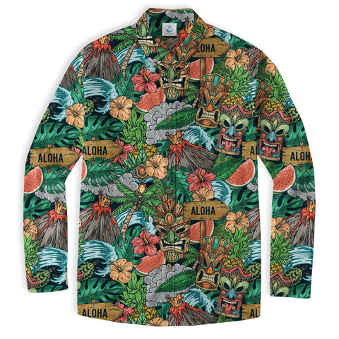 Tiki Mask Pattern Hawaiian Shirt, Aloha Floral Pattern Shirt for Summer - The Palmix
