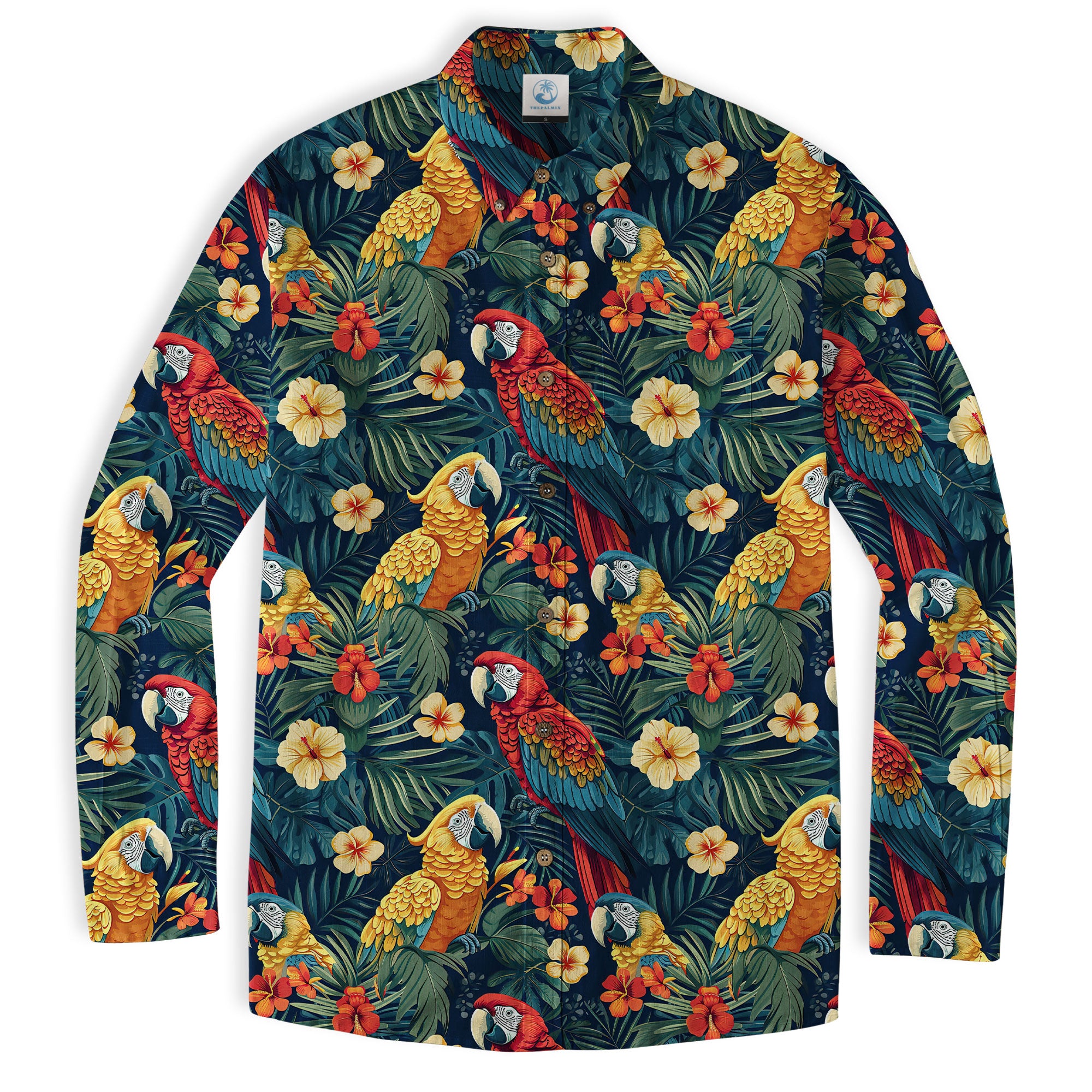Floral Parrot Summer Beach Hawaiian Shirt, Colorful Parrot Pattern Hawaii Shirt - The Palmix
