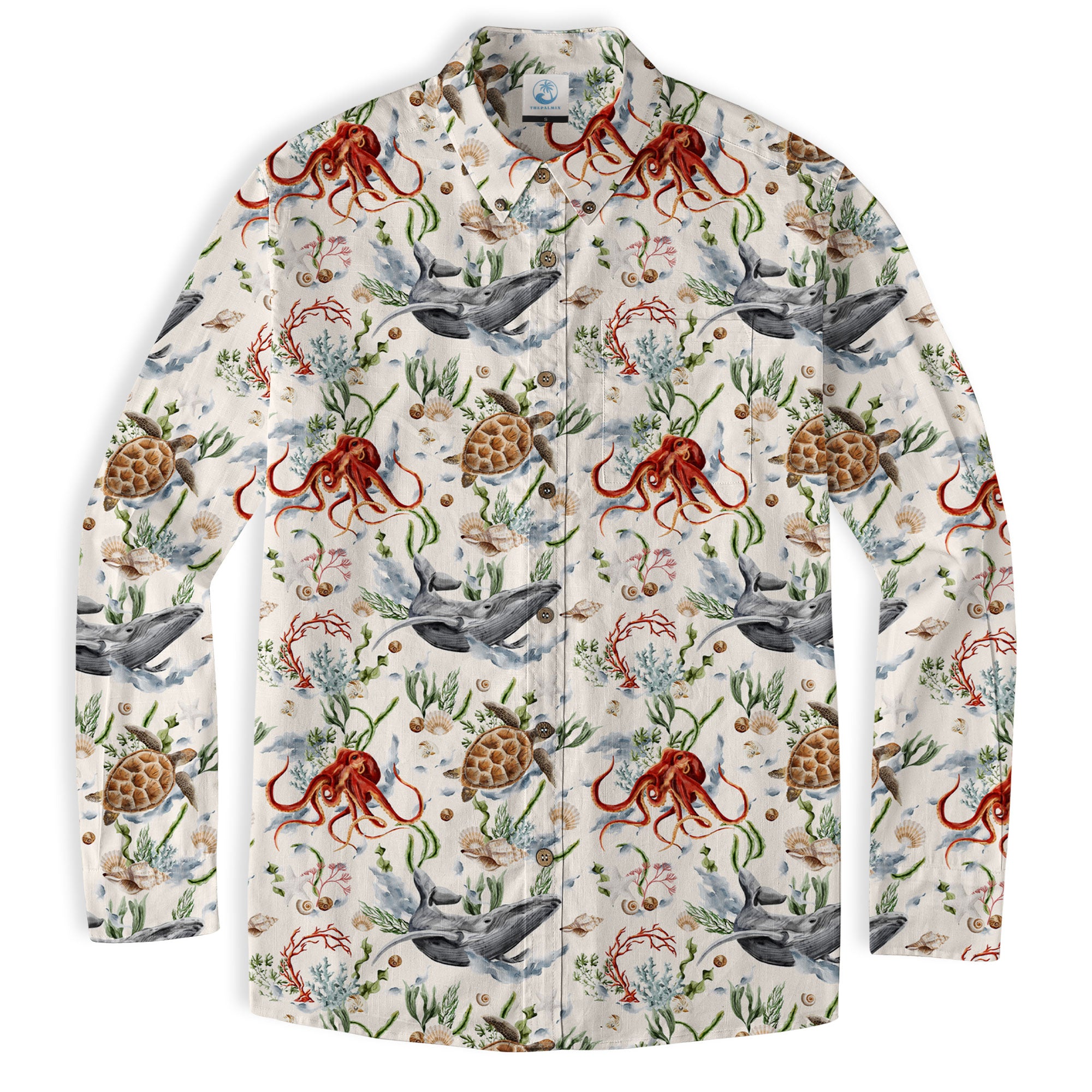 Sea Ocean Fish Women's Hawaiian Shirt, Sea Ocean Fish Print - The Palmix