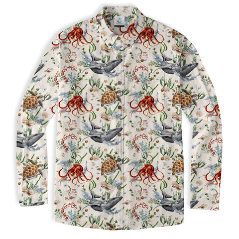Sea Ocean Fish Women's Hawaiian Shirt, Sea Ocean Fish Print - The Palmix
