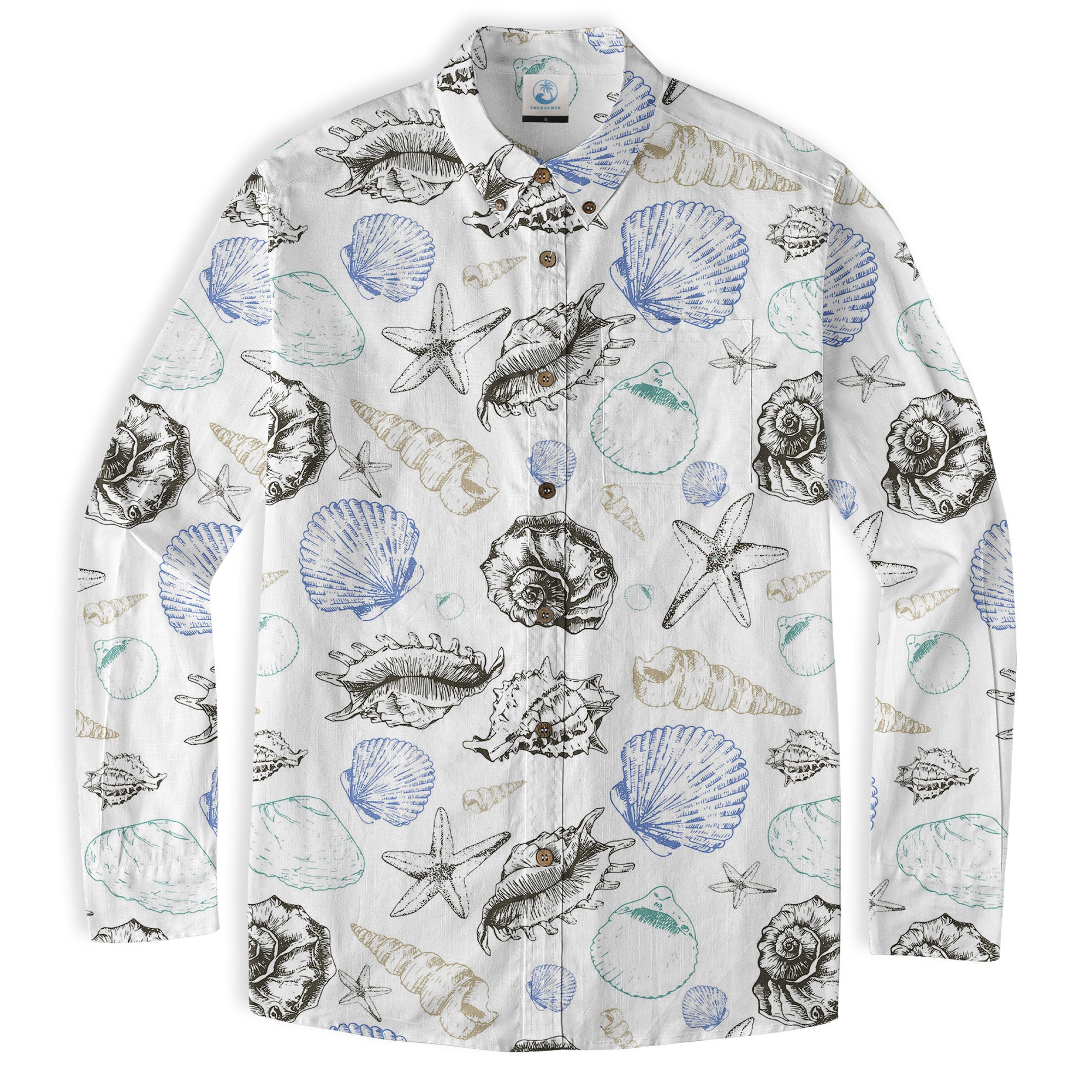 Sea Shells Animal Pattern Hawaii Shirt, Turtle Sea Shells Hawaiian Shirt for Men Women - The Palmix