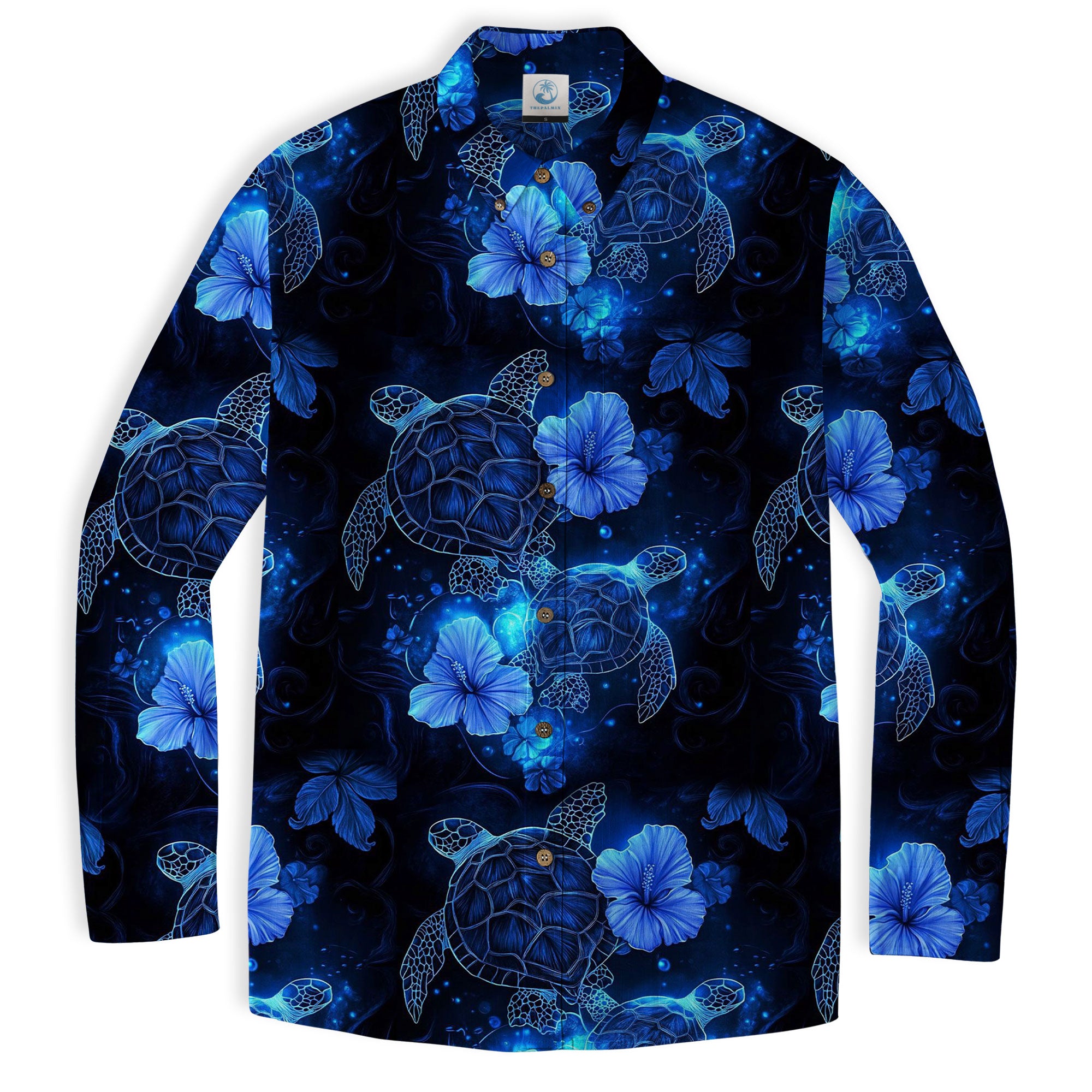 Ocean Animals Hawaiian Button Up Long Sleeve Shirt, Sea Hawaii Shirt - The Palmix