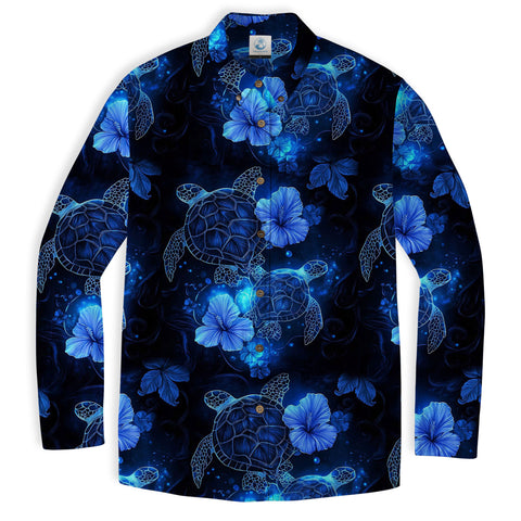 Ocean Animals Hawaiian Button Up Long Sleeve Shirt, Sea Hawaii Shirt - The Palmix