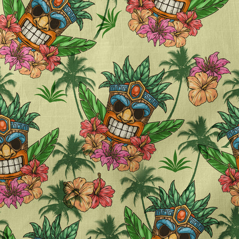 Gods Tiki Pattern Hawaii Long Sleeve Shirt - The Palmix