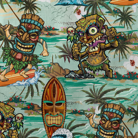 Beach Shirt Aloha Tiki Mask Hawaiian Shirt, Hawaiian Shirt Vintage Floral Long Sleeve Shirt - The Palmix