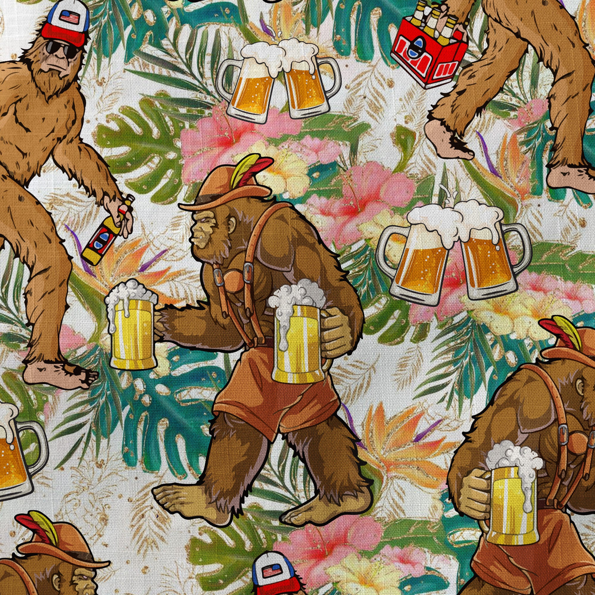 Bigfoot Beer Hawaiian Shirt, Tropical Beer Hawaiian Shirt Casual Button Down Short Sleeve Shirt - The Palmix