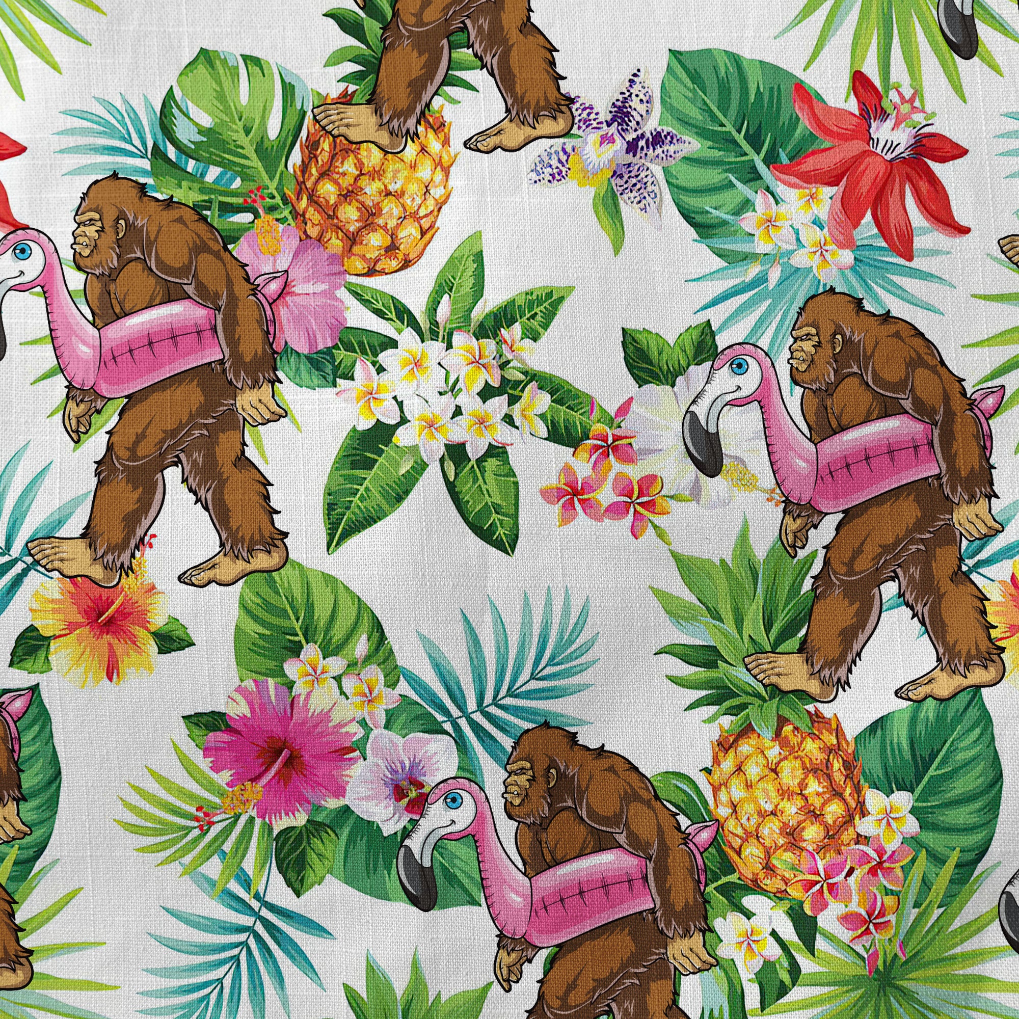 Camo Bigfoot Hawaiian Shirt Men Women, Hibiscus Bigfoot Sasquatch Hawaiian Shirt, Bigfoot Summer Beach Aloha Short Sleeve Button Down - The Palmix